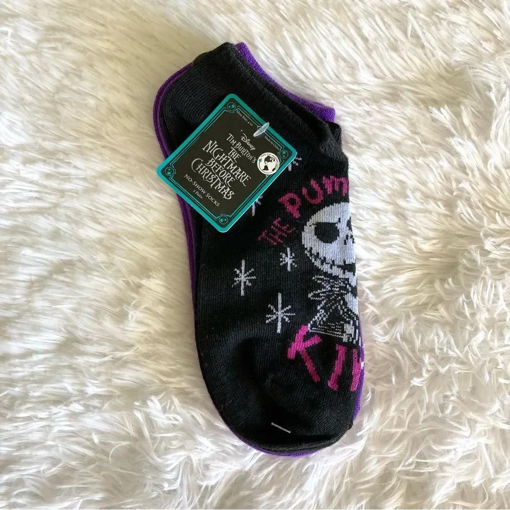 The Nightmare Before Christmas 2 Pairs No Show Socks NWT Jack & Sally